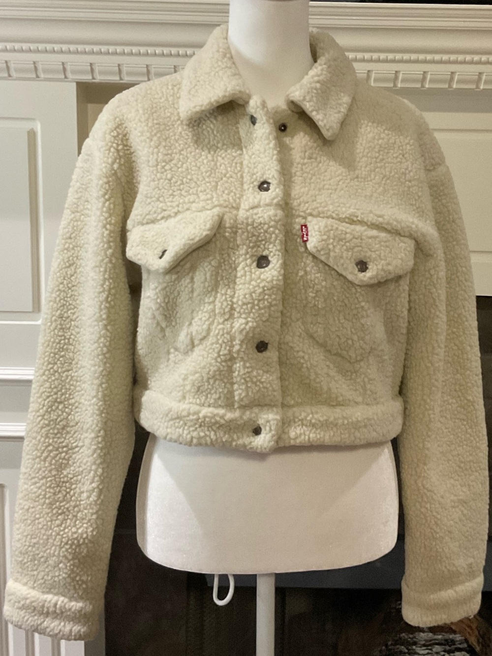 Levi's Baby Bubble Cream Sherpa Cropped Trucker Jacket Small